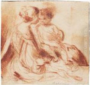 Study Of A Seated Woman With A Child In Her Lap Study Of A Seated Woman With A Child In Her Lap