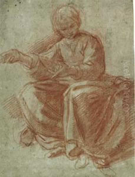 A Seated Draped Female Figure Gesturing To Theleft - view 1