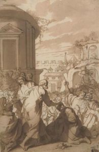 Petrus Und Johannes Beim Wunderwirken Vor Dem Tempel. by Matthias Scheitz