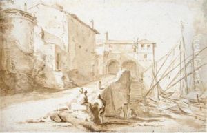 View Of The Ripa Grande, Rome by Willem Schellinks