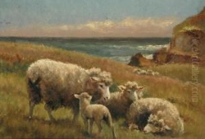 Sheep In A Rural Landscape by Jan Hendrik Scheltema