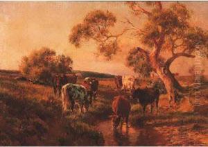 Cattle Grazing By A Stream Cattle Grazing By A Stream