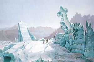 Icebergs on the Glacier des Bossons, looking towards the Valley 1859