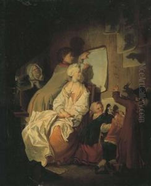 L'origine De La Peinture: Une Famille Dessinant Des Ombres Chinoises - view 1