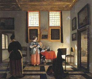 Interior with Seated Figures by Pieter Janssens Elinga