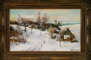 Sonnentag Am Winterlichen Dorfrand by Jacques Matthias Schenker