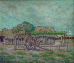 Paisaje Con Rancho Y Carro by Dolcey Schenone Puig