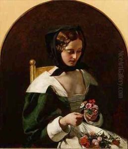 Girl Making a Bouquet of Flowers by Augustus Leopold Egg