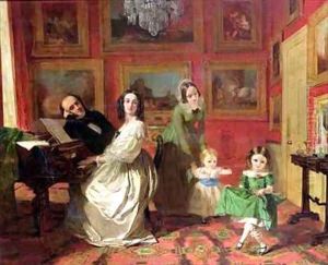 The Rev and Mrs Palmer Lovell with their daughters Georgina and Christina by Augustus Leopold Egg