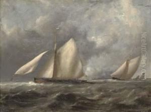 Royal Irish Yacht Club Cutters At The Turning Mark by John Christian Schetky