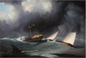 Khedive's Disaster - A Troop Ship In Distress Being Rescued By The Royal Yacht Squadron