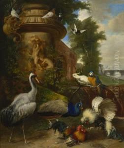 Vogel In Parklandschaft by Julius Scheurer