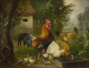 Huhnerhof. by Julius Scheurer