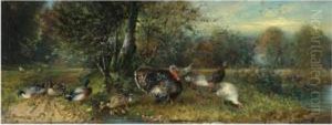 Ducks And Turkeys by Julius Scheurer