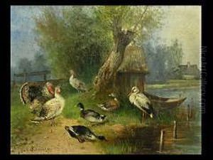 Federvieh Am Weiher by Julius Scheurer