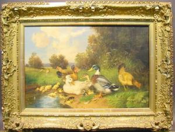 Ducks And Hens In A Landscape - view 1