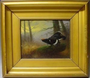 Birkhahn Auf Einem Baumstumpf Sitzend by Otto Scheuerer
