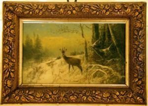 Ein Rehbock Im Verschneiten Winterwald