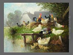 Federvieh Am Teich by Otto Scheuerer