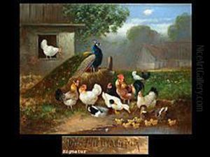 Federvieh Mit Pfau by Otto Scheuerer