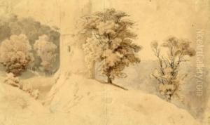 Landschaft Mit Turmanlage by Caspar Johann Nepomuk Scheuren