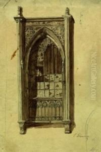 Architekturstudie Eines Gotischen Maswerkfensters by Caspar Johann Nepomuk Scheuren