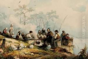 The Fishing Party by Caspar Johann Nepomuk Scheuren