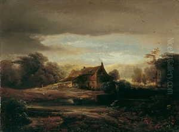 Landschaft Mit Gehoft Bei Aufziehendem Gewitter. - view 1