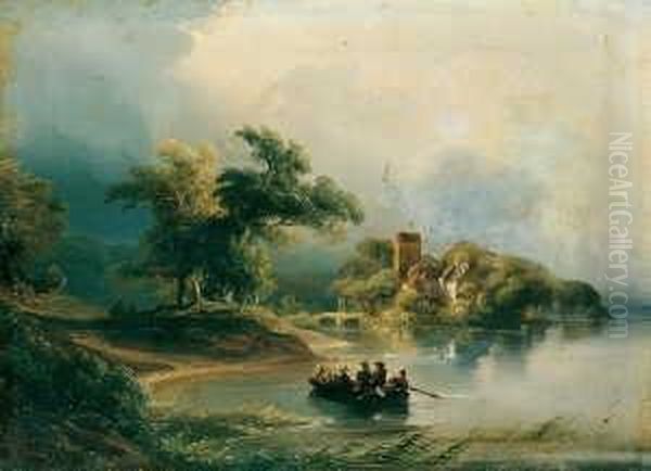 Flusslandschaft Mit Burg.
Signiert Unten Links: Scheuren. Ol Auf Leinwand. H 22; B 29,5 Cm. Im
Lexikon Der Dusseldorfer Malerschule Heist Es Uber Schirmer: "von
Unmittelbarer Naturanschauung Im Sinne Schirmers Ausgehend Und Diese Mit
Den Altmeiste - view 1