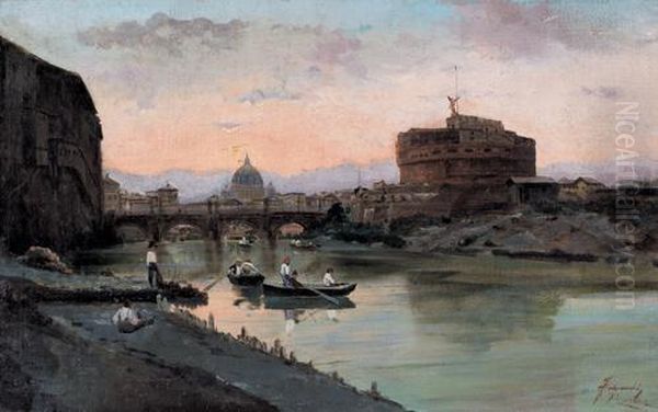 Roma, Lungotevere Con Veduta Di Castel Sant'angelo E San Pietro - view 1