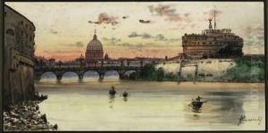 Il Tevere Ai Piedi Di Castel Sant'angelo by Federico Schianchi