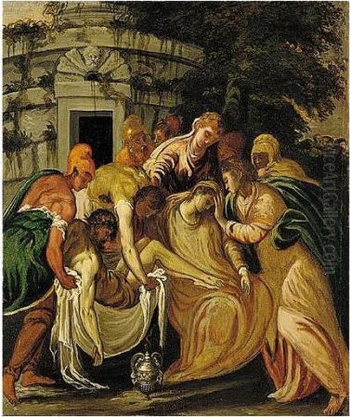The Entombment Of Christ by Andrea Meldolla Schiavone