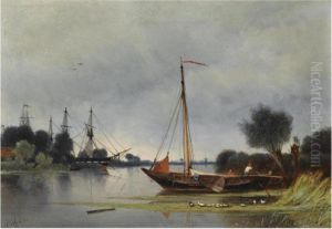 Shipping Off A River Bank