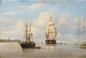 Shipping On A River by Petrus Paulus Schiedges