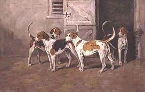 Four Hounds by a Stable Door Four Hounds by a Stable Door