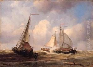 Bomschuiten Riding At Anchor by Petrus Paulus Schiedges