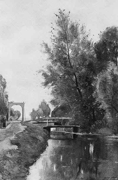 A Summer Landscape With A Peasant-woman Walking Along A Canaltowards A Bridge - view 1