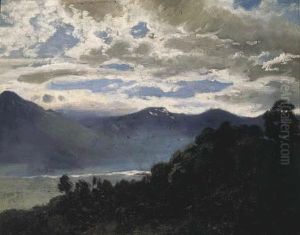 Rheintal In Der Dammerung by Traugott Schiess