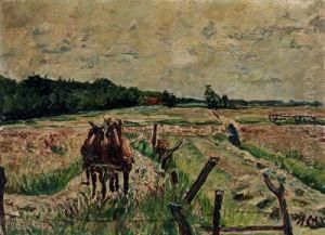 Sommerlandschaft Mit Bauer Am Pferdegespann by Albert Schiestl-Arding