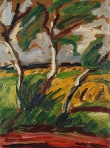 Worpsweder Landschaft (baume) by Albert Schiestl-Arding