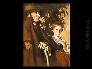 Der Hirte Mit Jungem Madchen by Georg Schildknecht