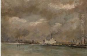 Before The Factories At Kaisermuhlen by Emil Jakob Schindler