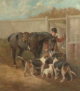 The End of the Day a huntsman returning to kennels by John Emms