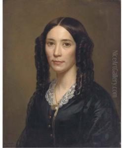 Portrait Of A Lady, Bust-length, In A Black Dress With A Lacecollar
