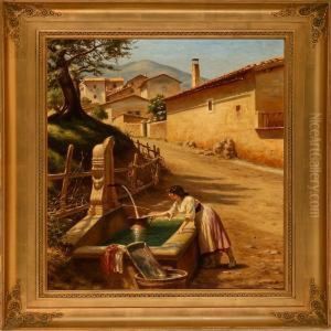 Italian Street Scene by N. F. Schiottz-Jensen