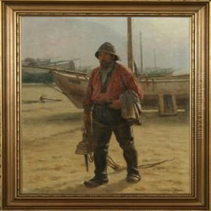 A Fisherman On The Beach by N. F. Schiottz-Jensen