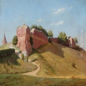 Summer Day With Castle Ruins And Gasetarnet (the Goose Tower)