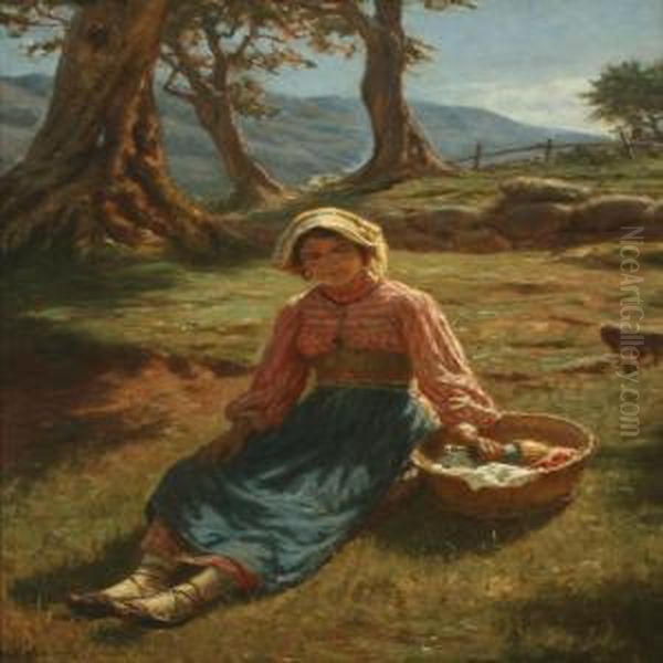 An Italian Country Girl With Lunch Basket - view 1
