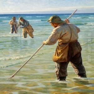 Fishermen Catching Flatfish