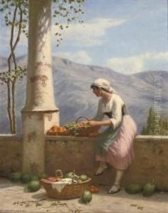 Sorting Fruit On The Balcony
